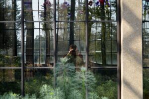 Photo of a photographer in the Silver Garden at Longwood Gardens