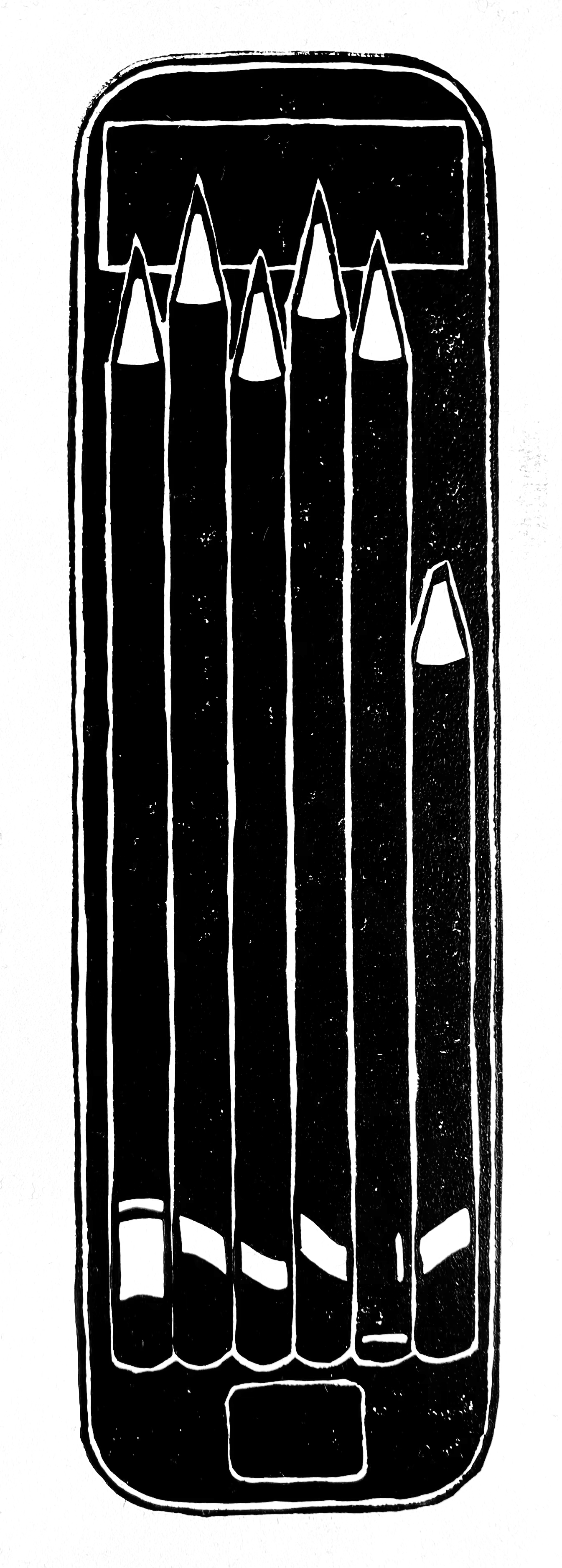 Pencil case linocut print